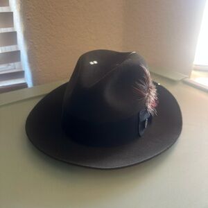 Stetson Black Fedora with Feather Accent